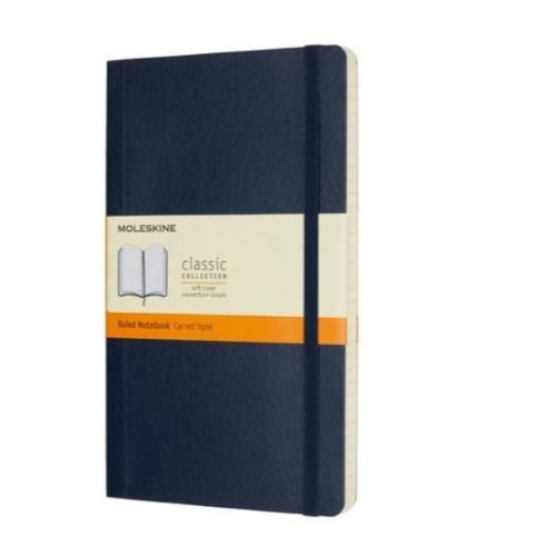 MOLESKINE CLASSIC NOTEBOOK TACCUINO LARGE 13X21 CM 192 PAGINE A RIGHE COPERTINA MORBIDA CON ELASTICO BLU